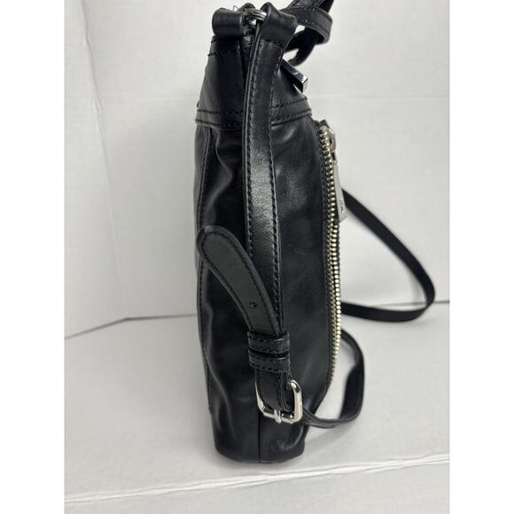 Frye black leather cross body / Top Handle Bag purse-tote-everyday bag- moto bag - Picture 10 of 16